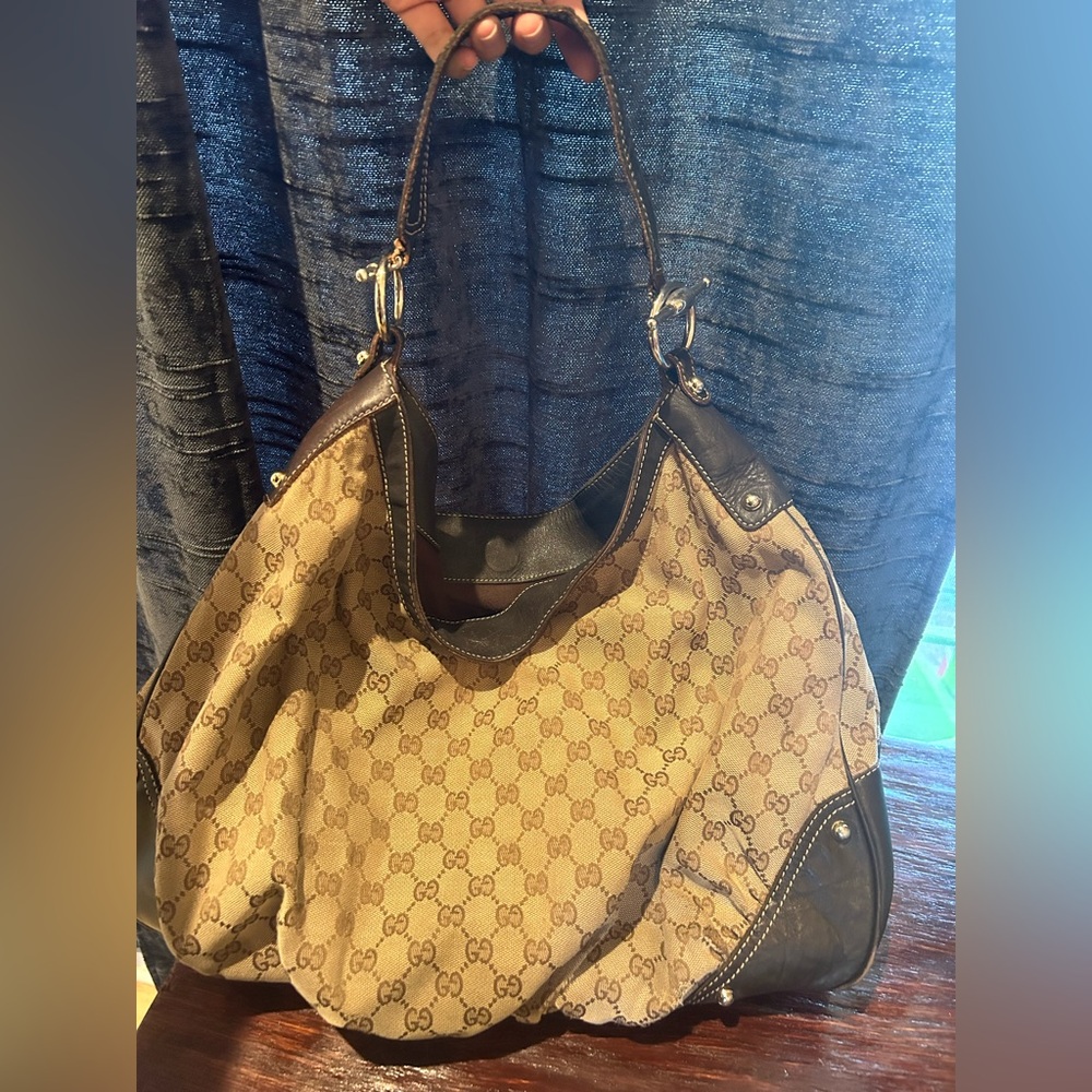 Gucci Tan and Brown Hobo Bag